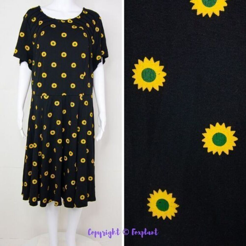 Unique Vintage X GB Gwynnie Bee Sunflower Black Dress, L - Picture 4 of 16
